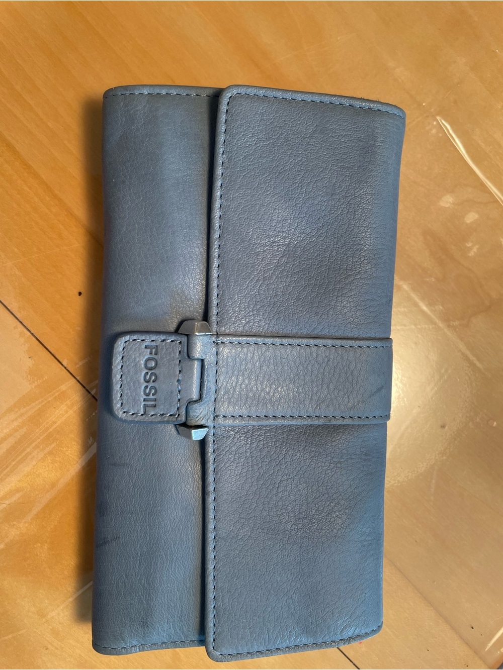 Fossil Womens Slate Blue Leather Wallet